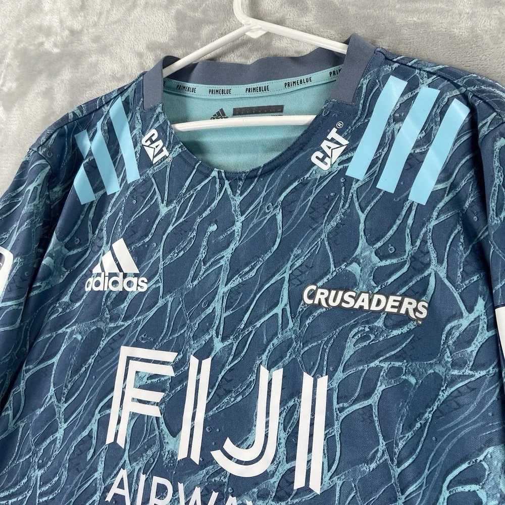 Adidas Rugby Jersey Mens XL Crusaders 2019 PrimeBlue Abstract AOP Fiji Airways